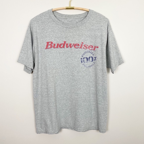 Tops - BUDWEISER Oversized Graphic Tee L Gray Fade Trendy